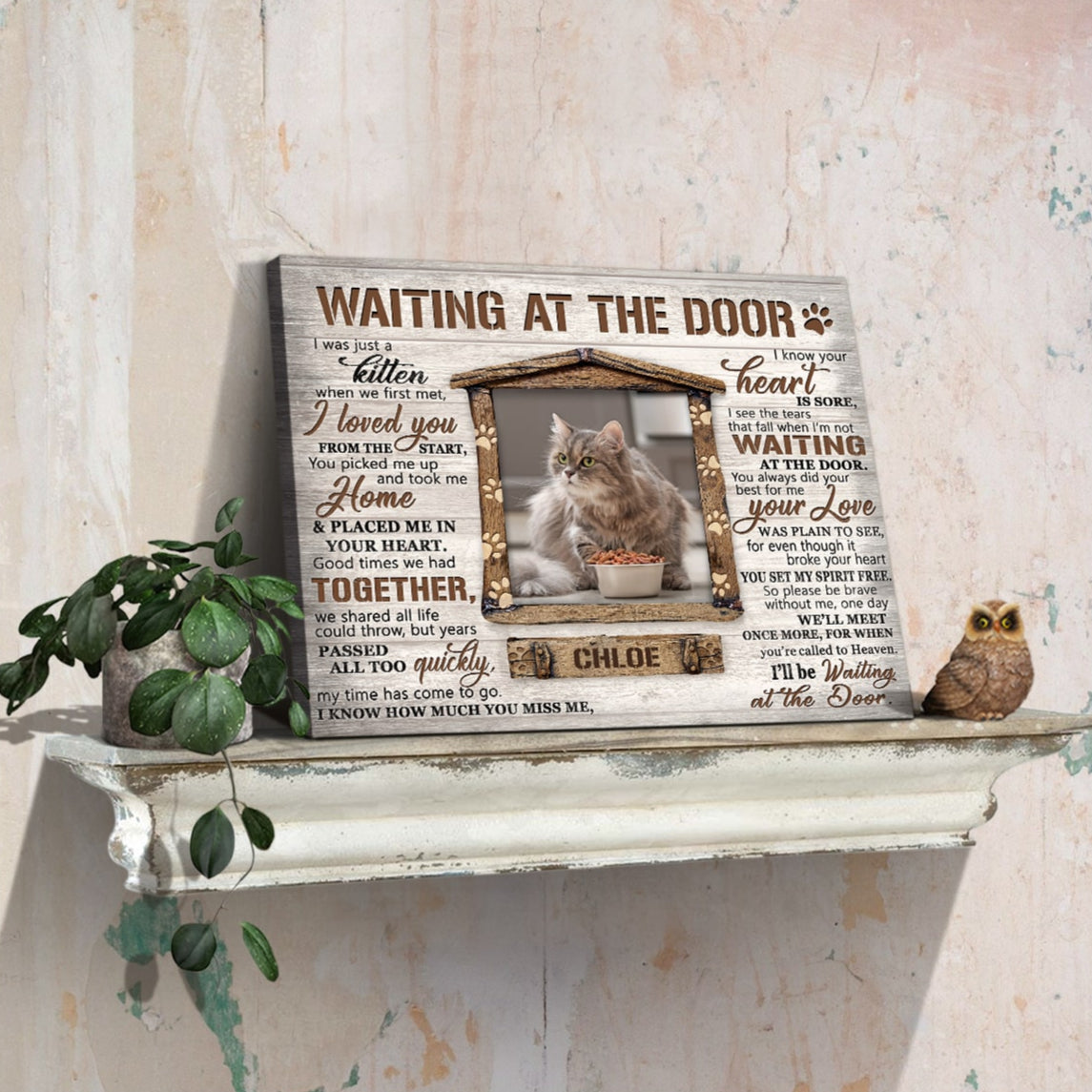 Waiting At The Door Cat Poem | Custom Cat Memorial Canvas Print