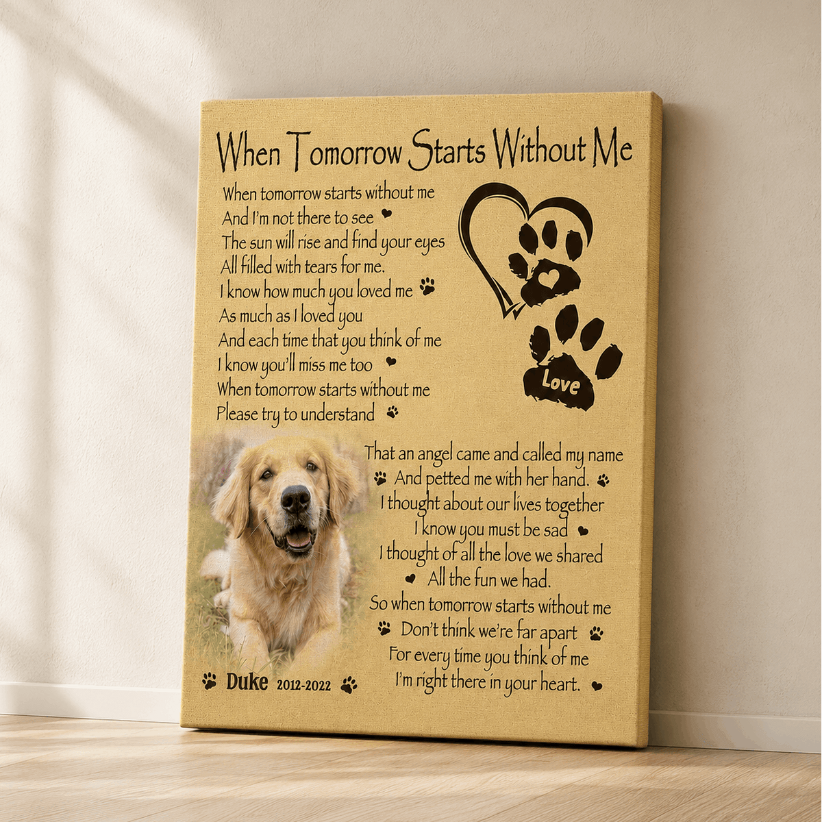 When Tomorrow Starts Without Me Dog Poem