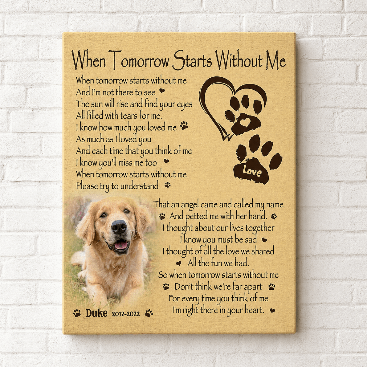 When Tomorrow Starts Without Me Dog Poem