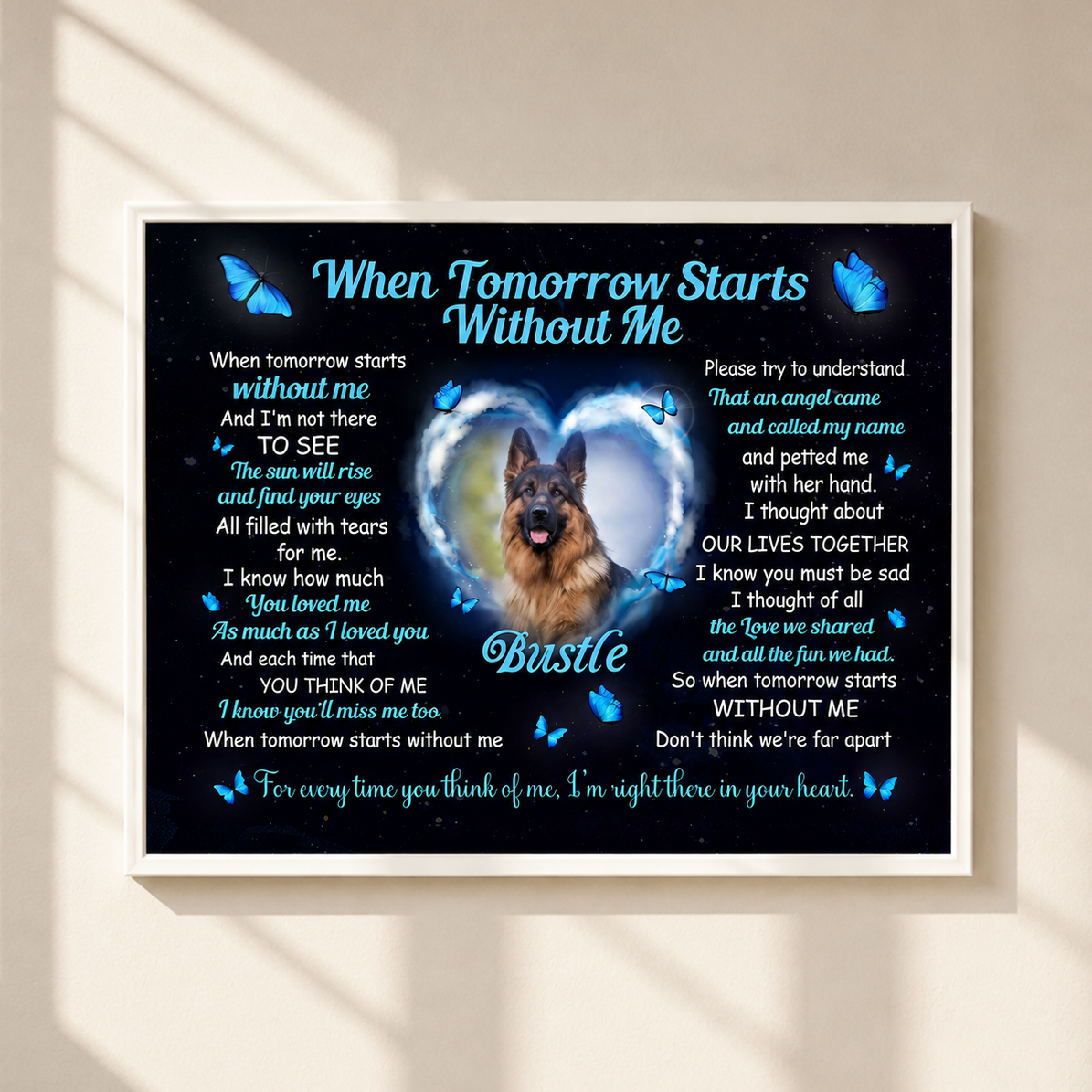 When Tomorrow Starts Without Me Dog Poem Custom Dog Memorial Canvas 