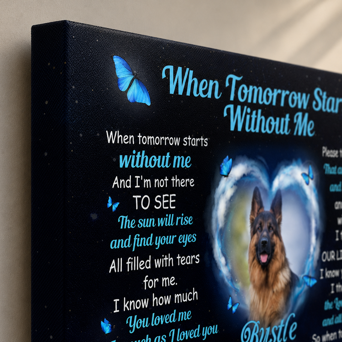 When Tomorrow Starts Without Me Dog Poem Custom Dog Memorial Canvas Print