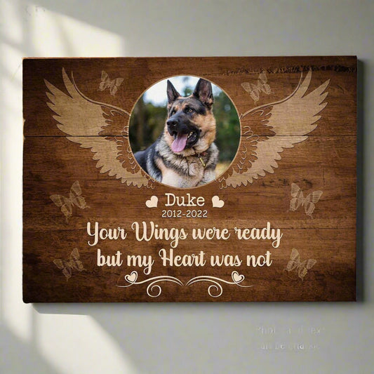 Your Wings Were Ready But My Heart Was Not Losing Your Wings | Custom Dog Memorial Canvas | Dog Memorial Gifts