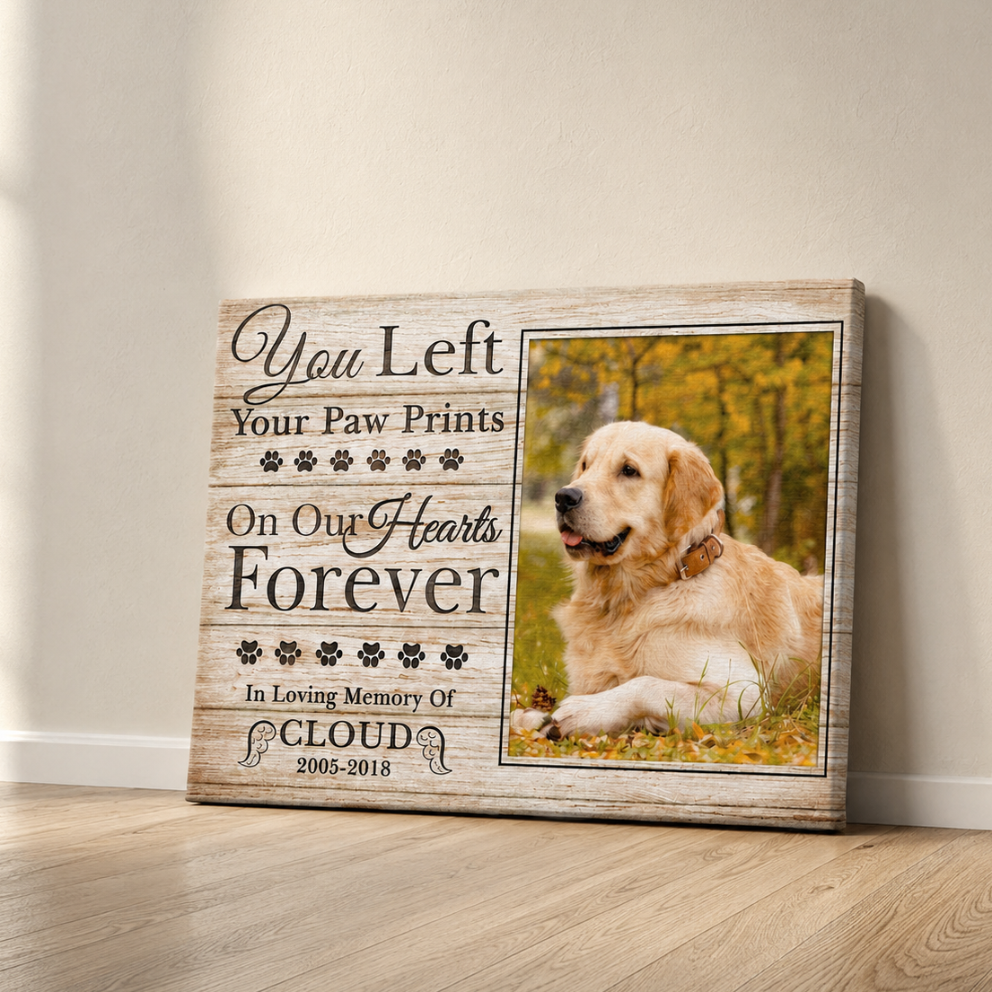 You Left Your Paw Prints On My Heart Custom Dog Memorial Canvas  Dog Memorial Gifts