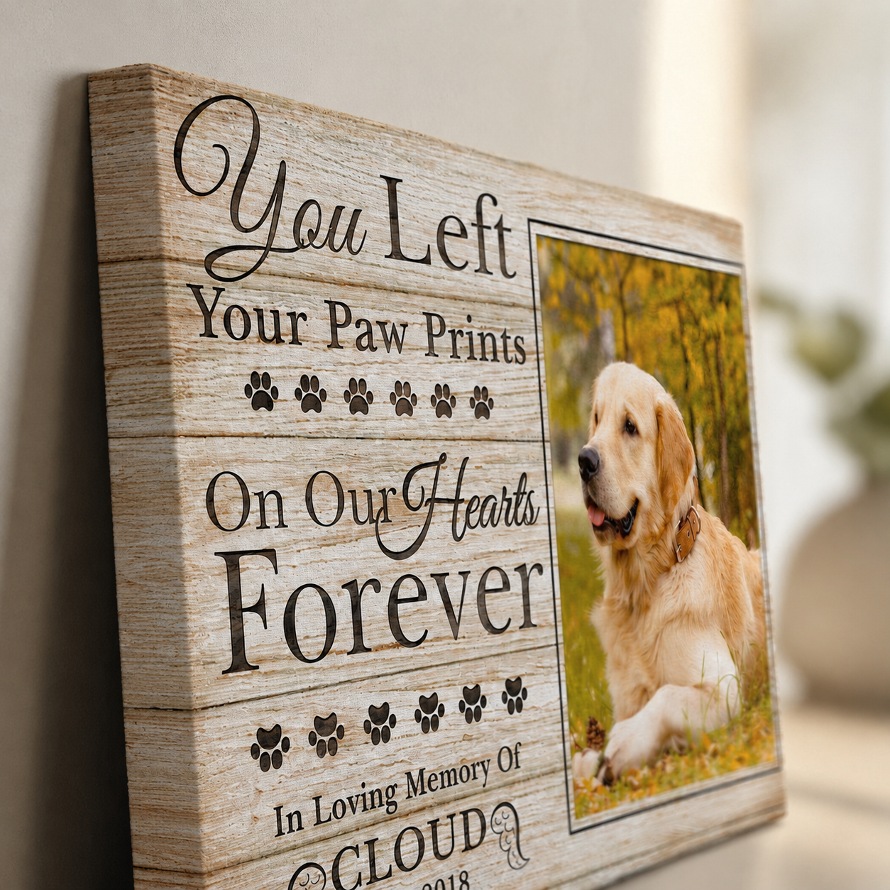 You Left Your Paw Prints On My Heart Custom Dog Memorial Canvas  Dog Memorial Gifts