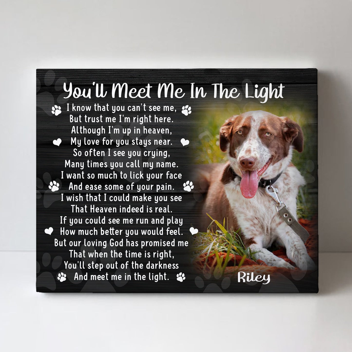 You'll Meet Me In The Light Dog Poem | Custom Dog Memorial Canvas | Dog Memorial Gifts