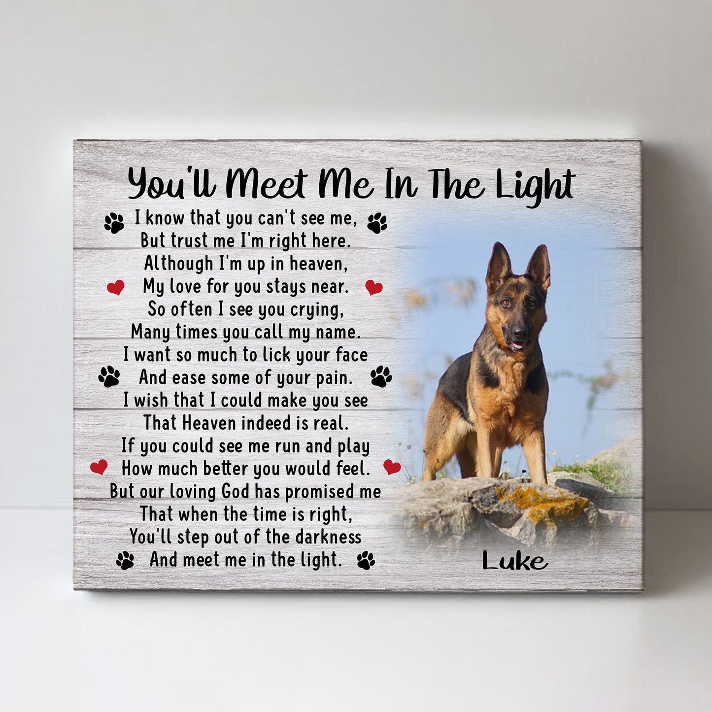 You'll Meet Me In The Light Dog Poem | Custom Dog Memorial Canvas | Dog Memorial Gifts