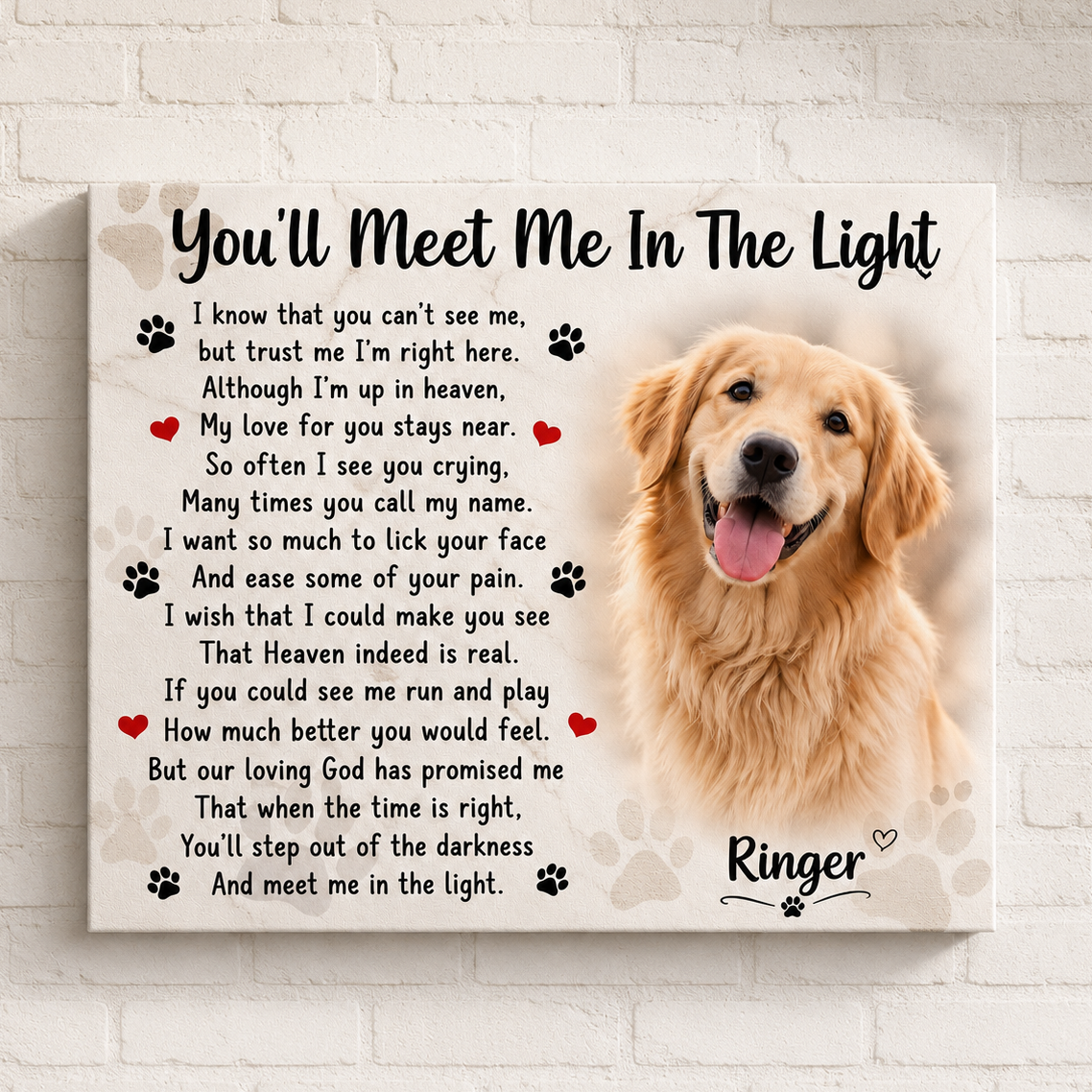 You'll Meet Me In The Light Dog Poem Custom Dog Memorial Canvas
