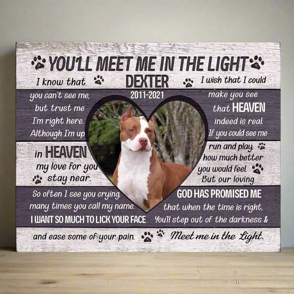 You'll Meet Me In The Light Poem | Custom Dog Memorial Canvas | Dog Memorial Gifts
