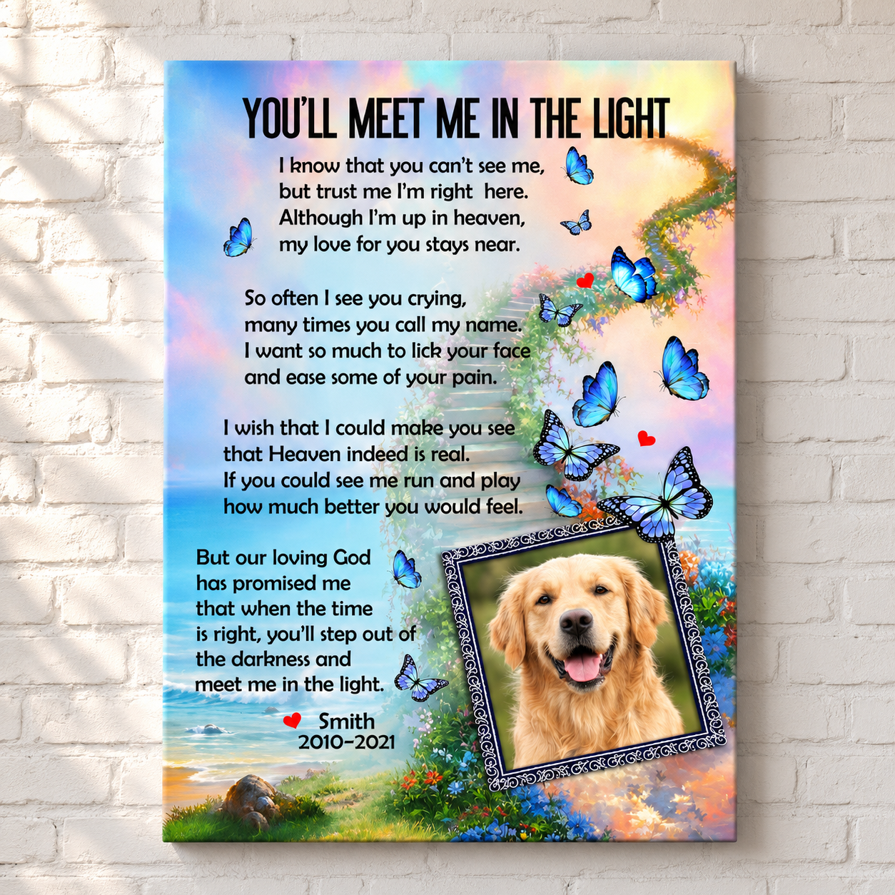 You'll Meet Me In The Light Poem Custom Dog Memorial Canvas