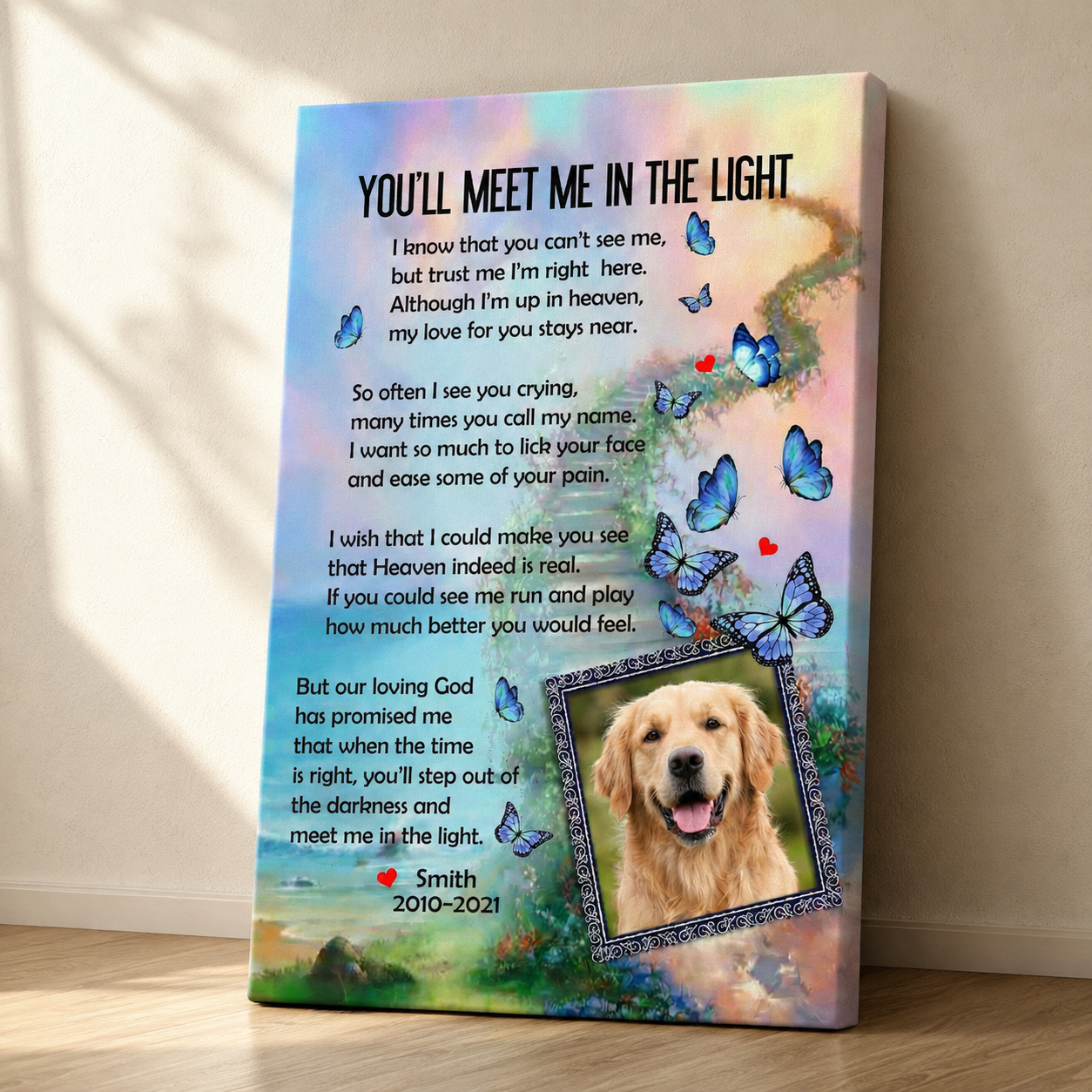 You'll Meet Me In The Light Poem Custom Dog Memorial Canvas