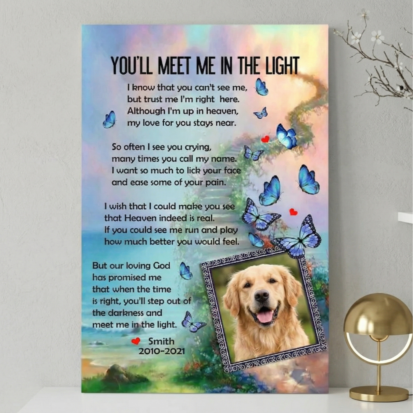You'll Meet Me In The Light Poem Custom Dog Memorial Canvas Dog Memorial Gifts
