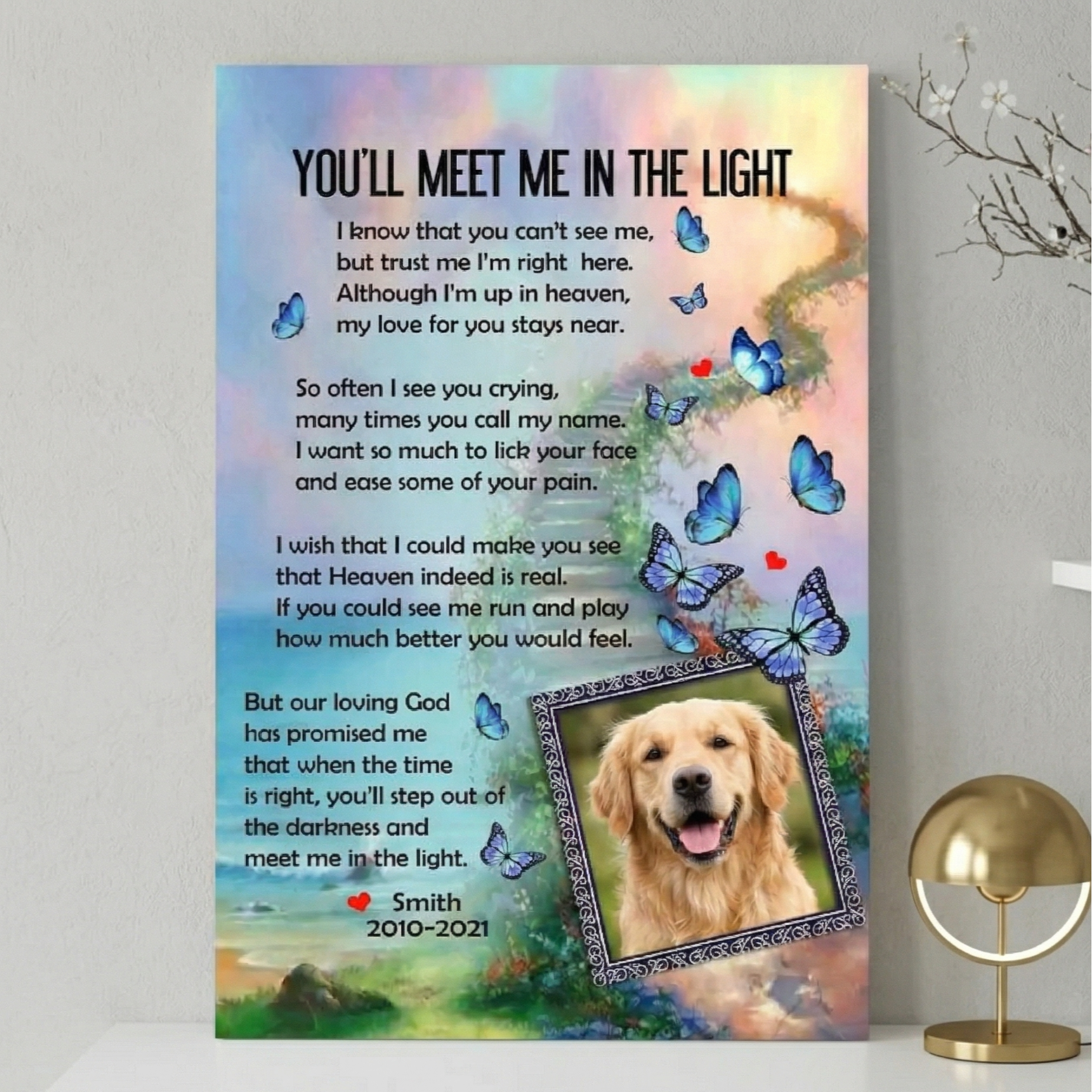 You'll Meet Me In The Light Poem Custom Dog Memorial Canvas Dog Memorial Gifts
