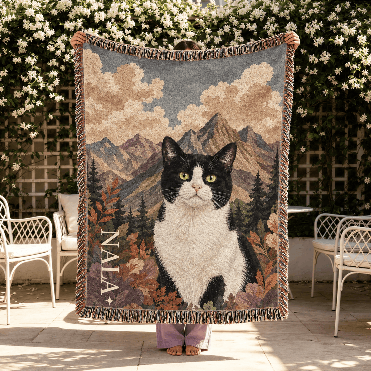 Personalized Custom Photo Cat Tapestry Blanket