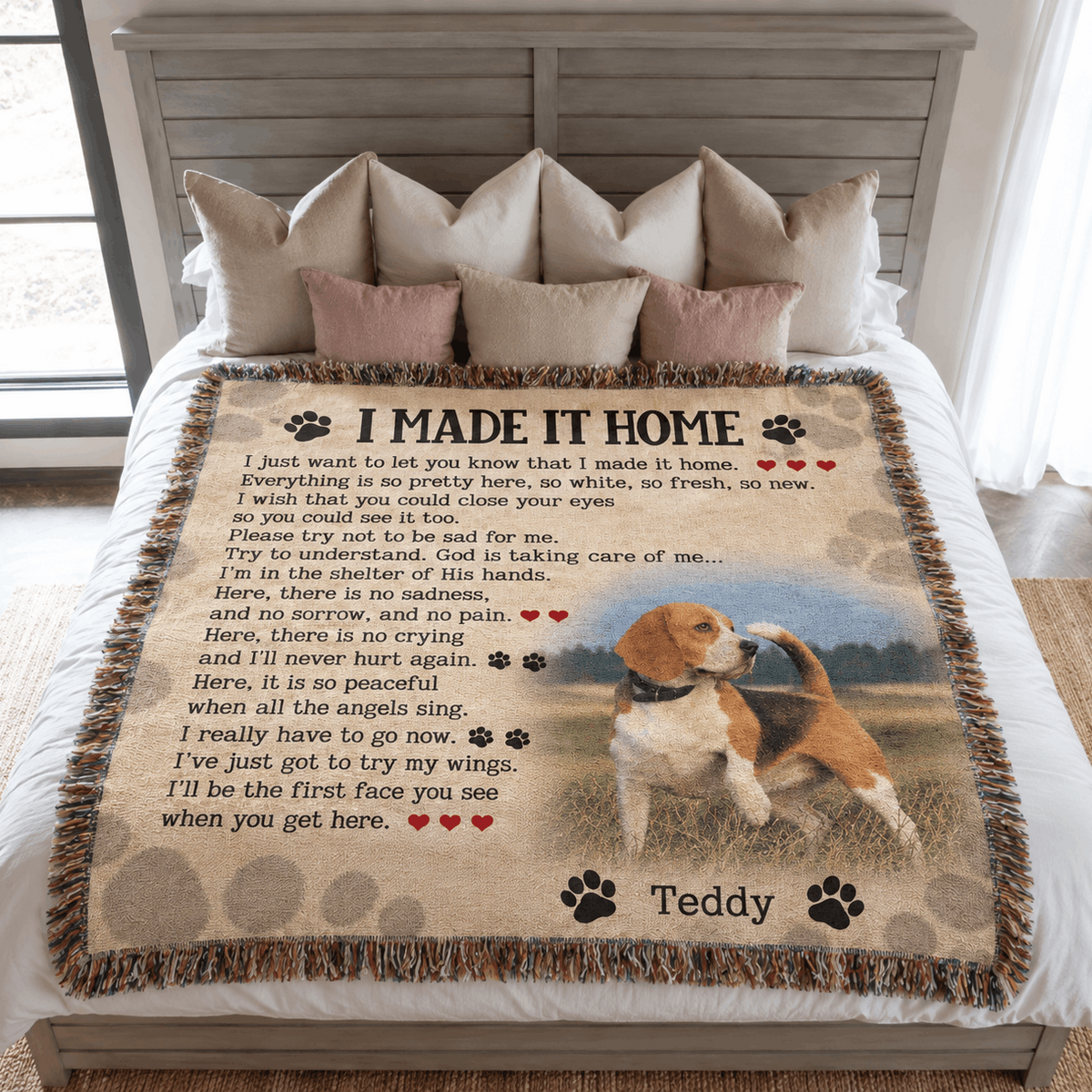 I Made It Home Dog Poem |Personalized Custom Photo Dog Tapestry Blanket