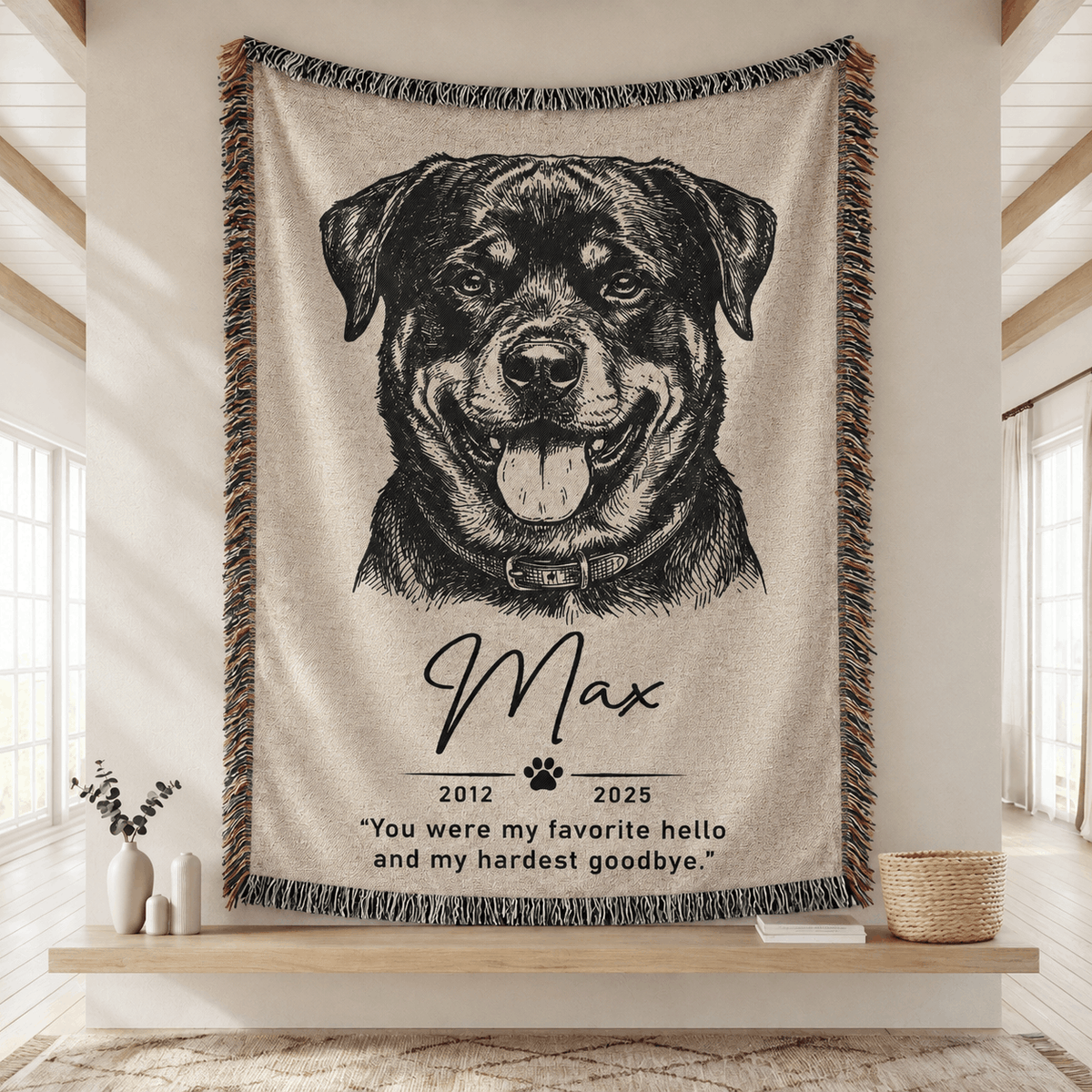 Personalized Custom Photo Dog Tapestry Blanket