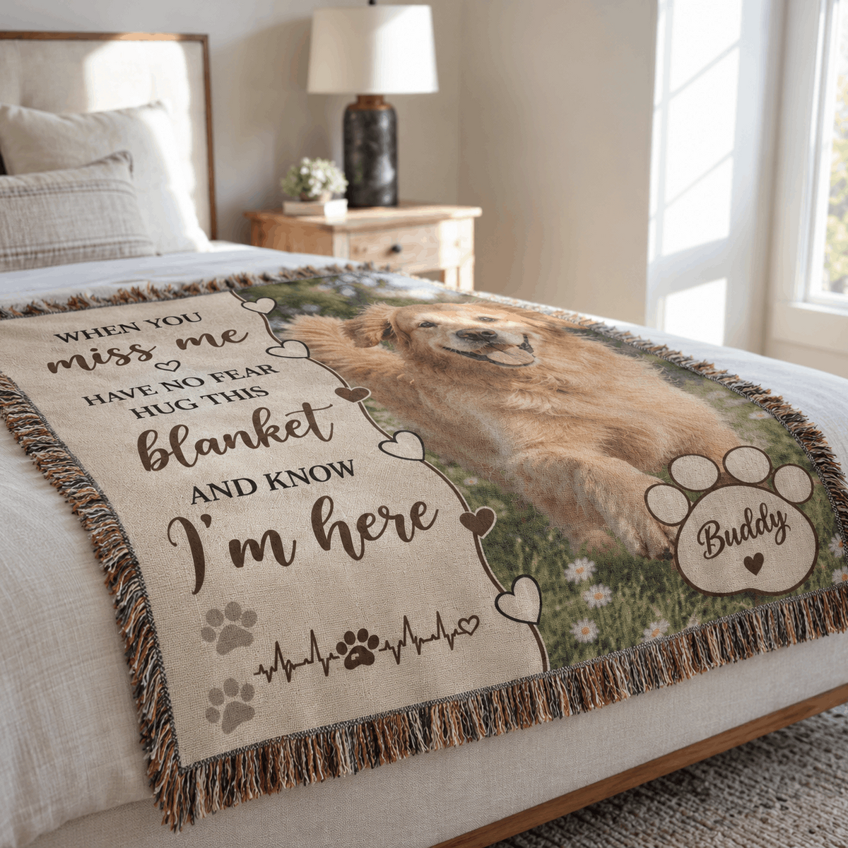 Personalized Custom Photo Memorial Dog Tapestry Blanket