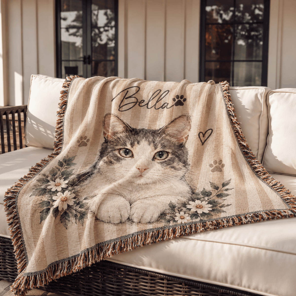 Personalized Custom Photo Cat Tapestry Blanket