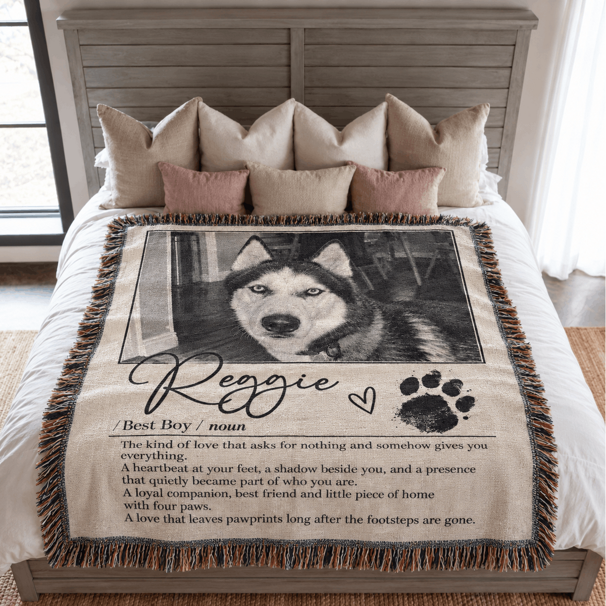 Personalized Custom Photo Dog Tapestry Blanket
