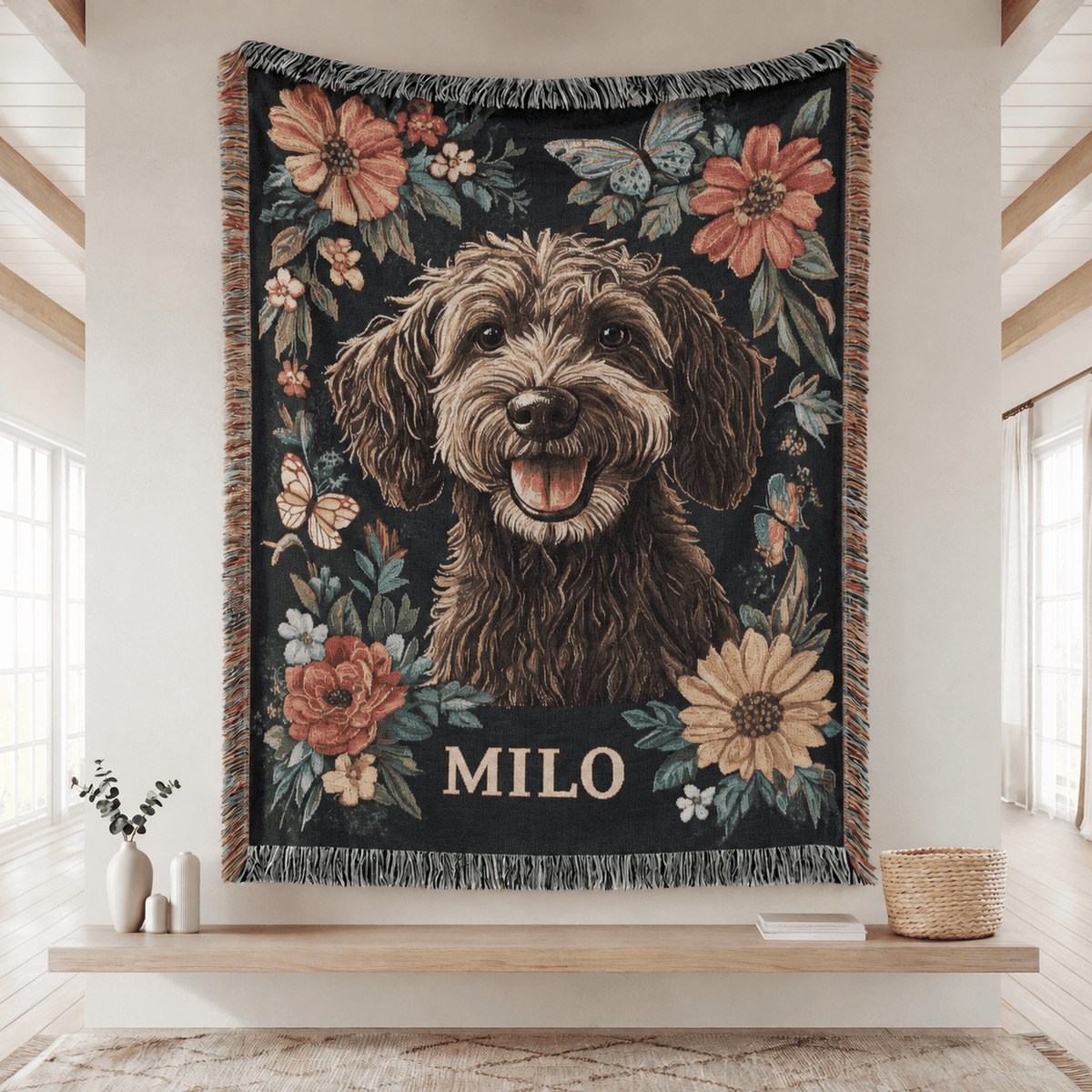 Personalized Custom Photo Dog Tapestry Blanket