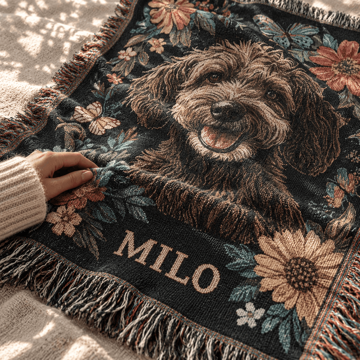 Personalized Custom Photo Dog Tapestry Blanket