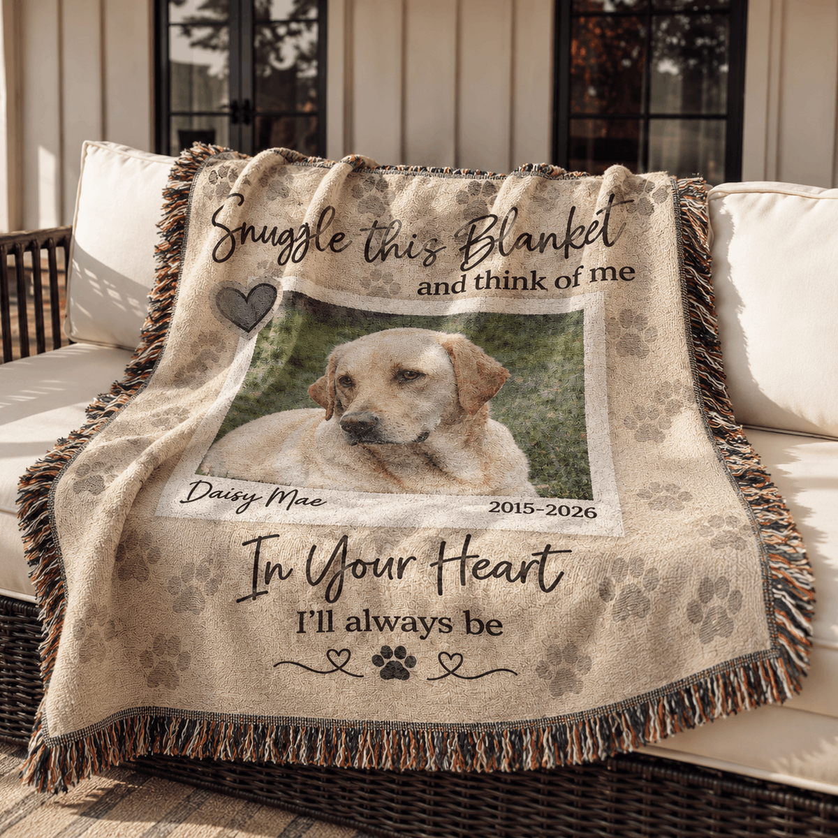 Personalized Custom Photo Dog Woven Blanket