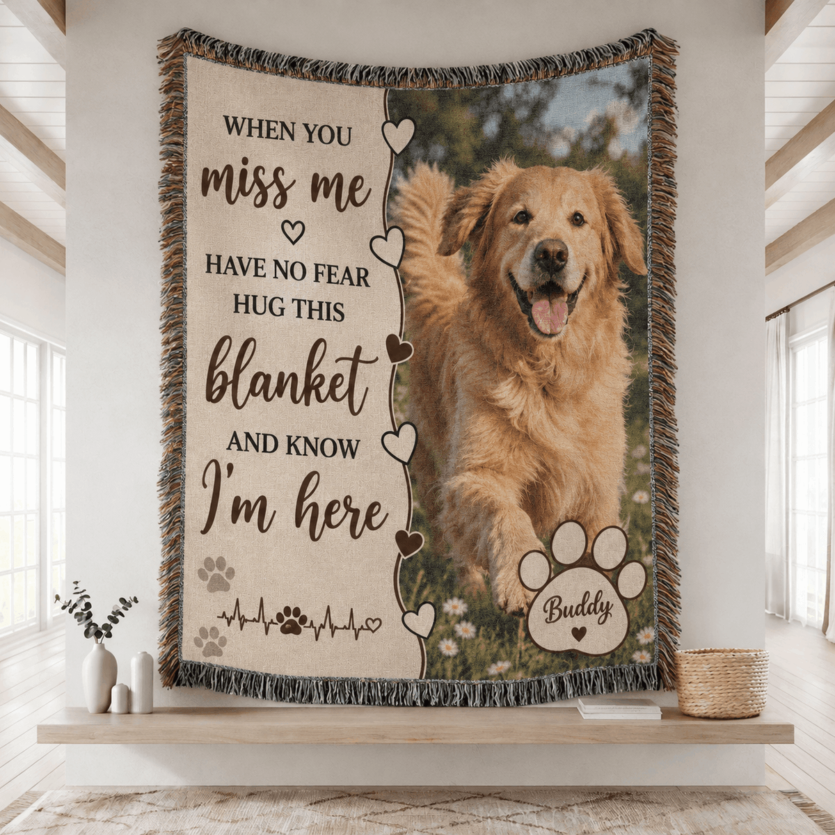 Personalized Custom Photo Memorial Dog Tapestry Blanket
