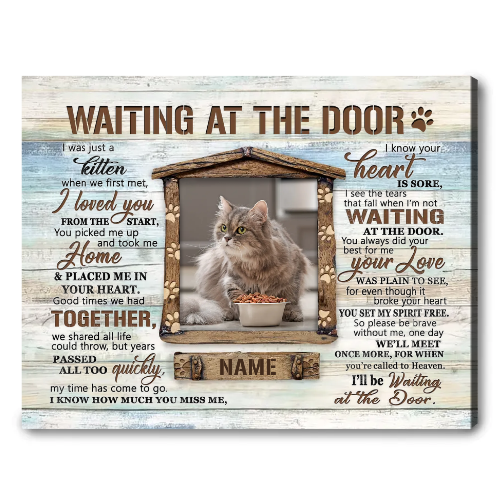 Waiting At The Door Cat Poem | Custom Cat Memorial Canvas Print