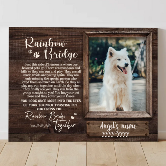 Rainbow Bridge Poem | Custom Dog Memorial Canvas | Dog Memorial Gifts