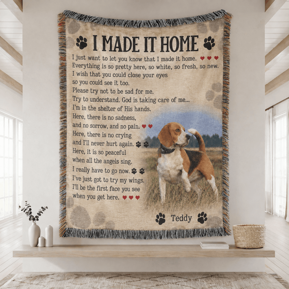 I Made It Home Dog Poem |Personalized Custom Photo Dog Tapestry Blanket