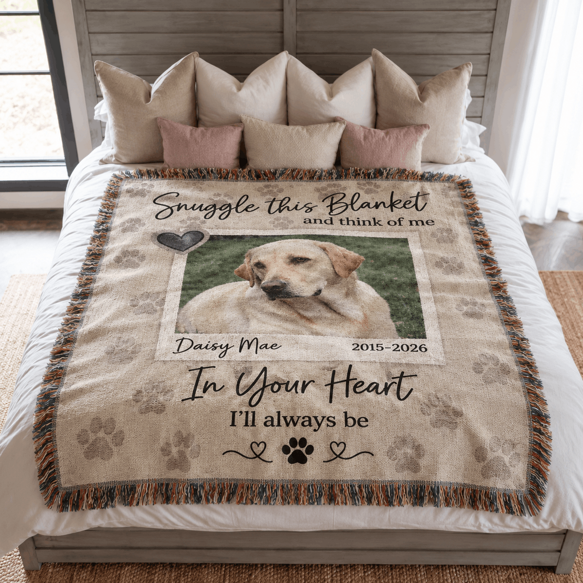 Personalized Custom Photo Dog Woven Blanket