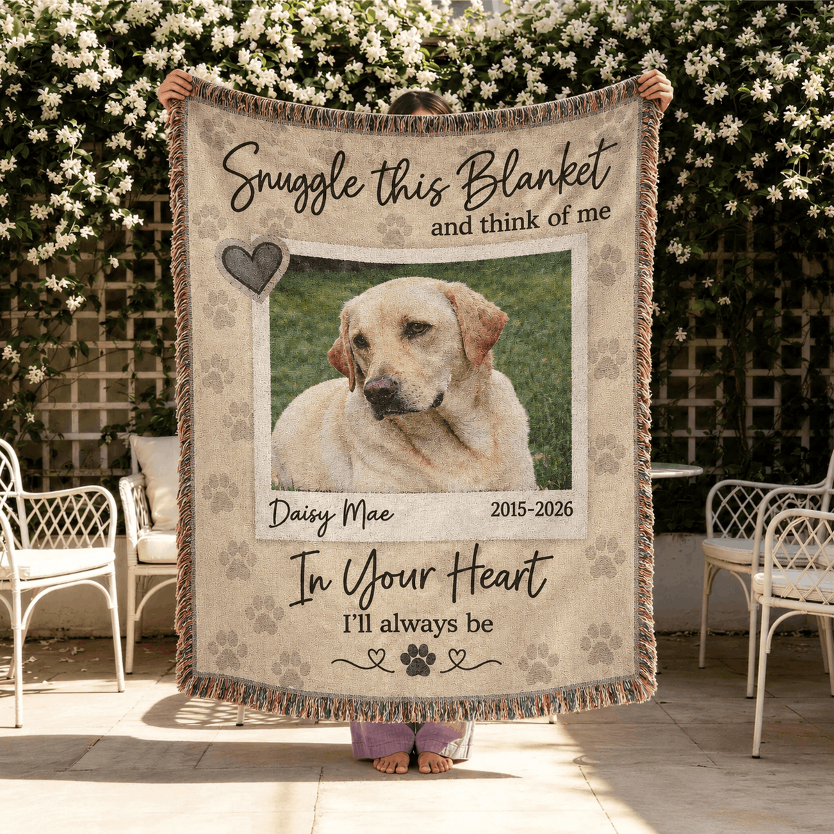 Personalized Custom Photo Dog Woven Blanket