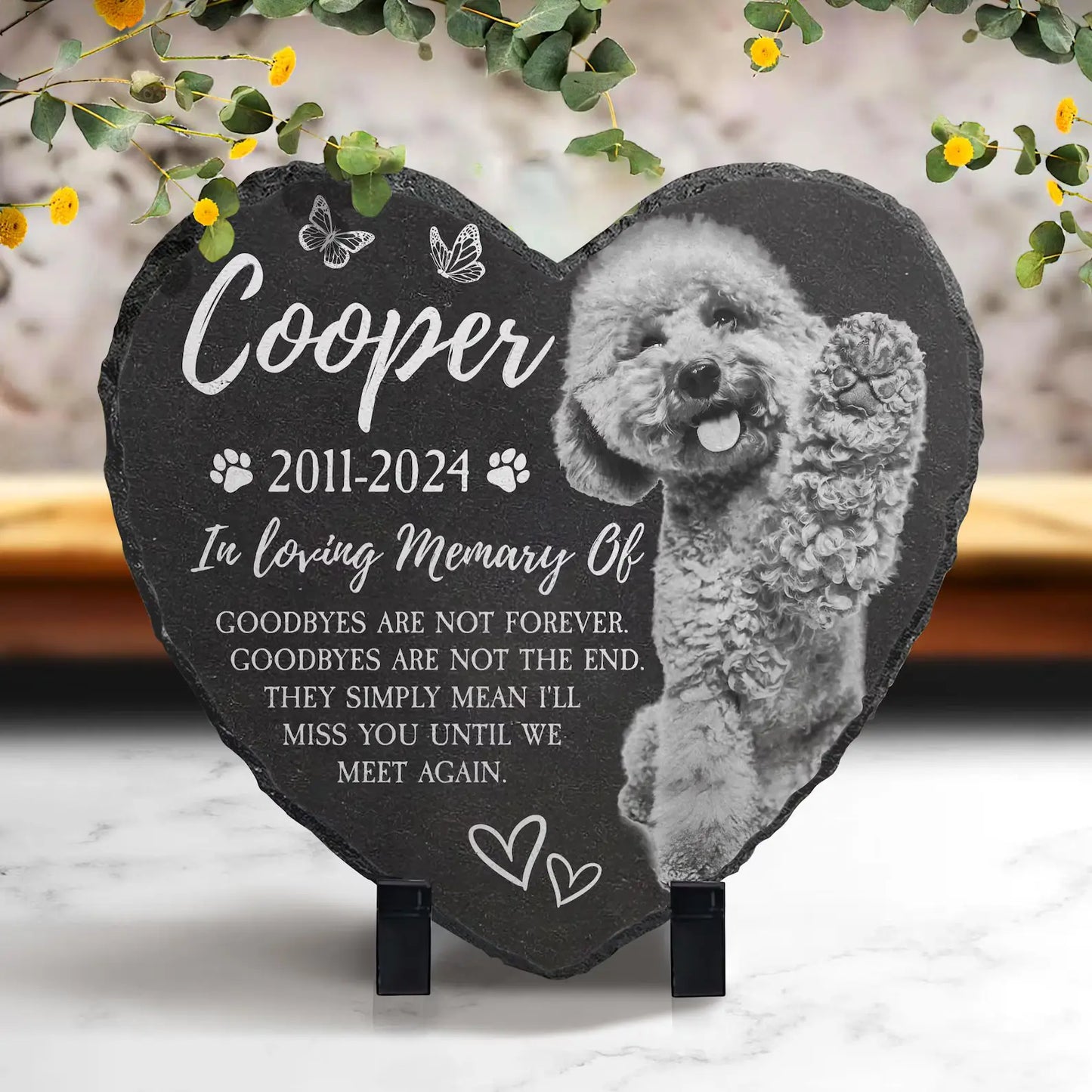 Dog Headstone | Custom Dog Memorial Garden Stone | Heart Shaped Headstone