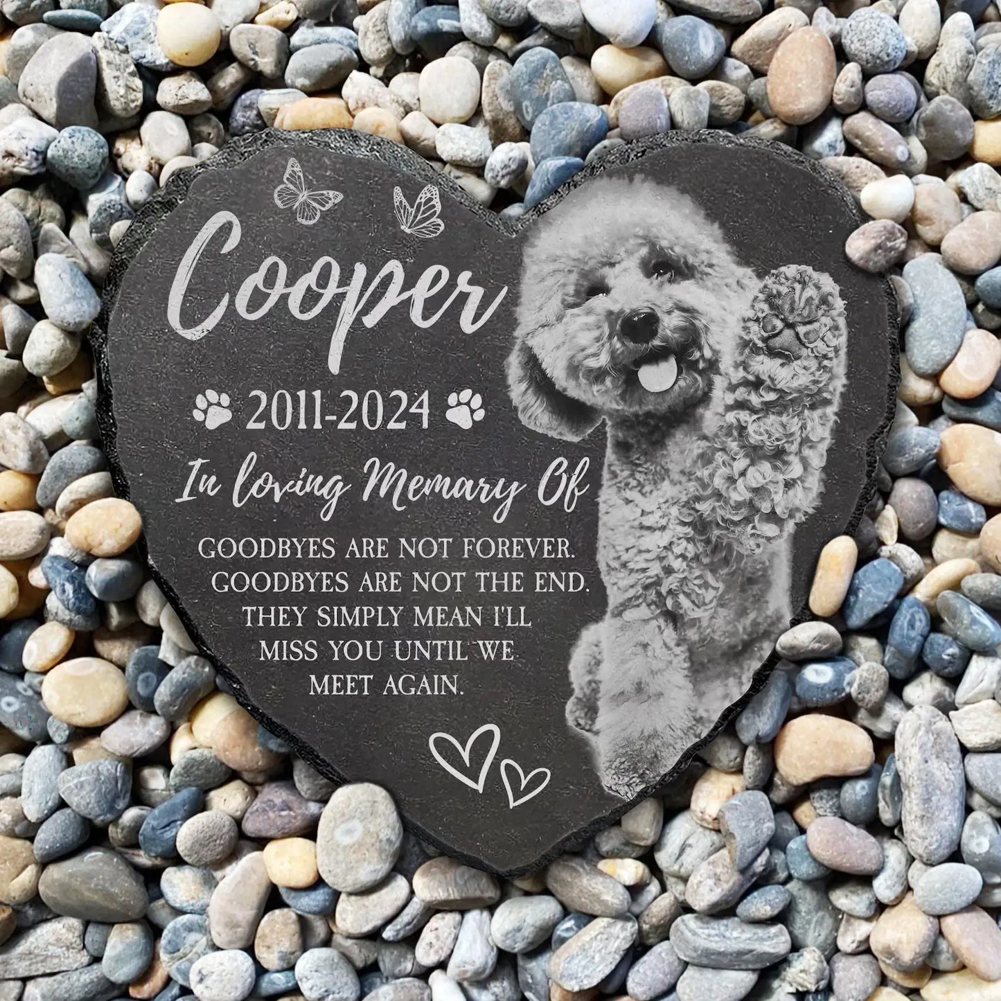 Dog Headstone | Custom Dog Memorial Garden Stone | Heart Shaped Headstone