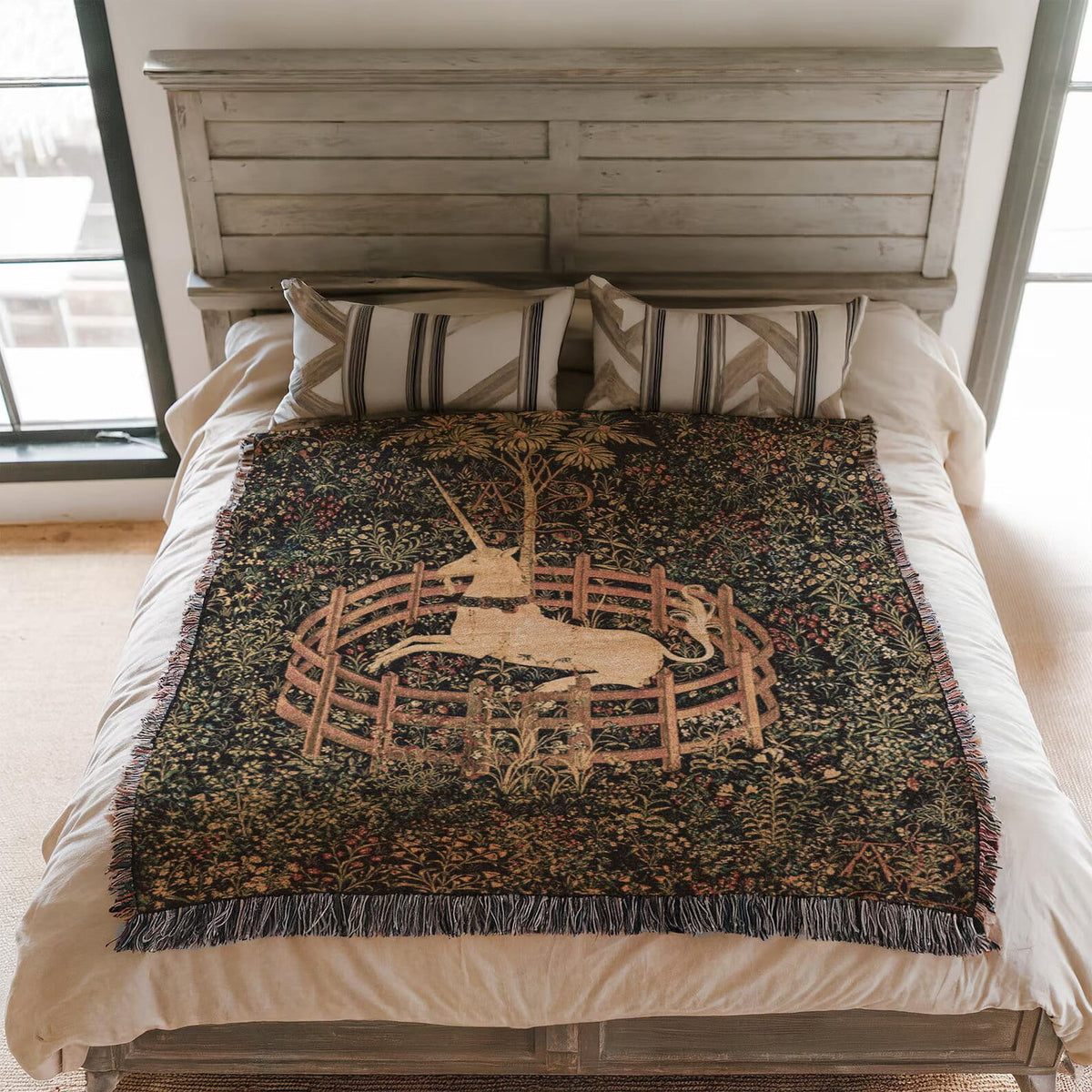 The Unicorn In Captivity Tapestry | Unicorn Hunt Tapestry