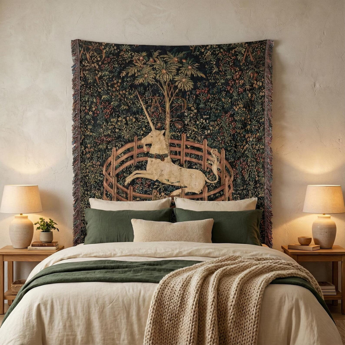 The Unicorn In Captivity Tapestry | Unicorn Hunt Tapestry