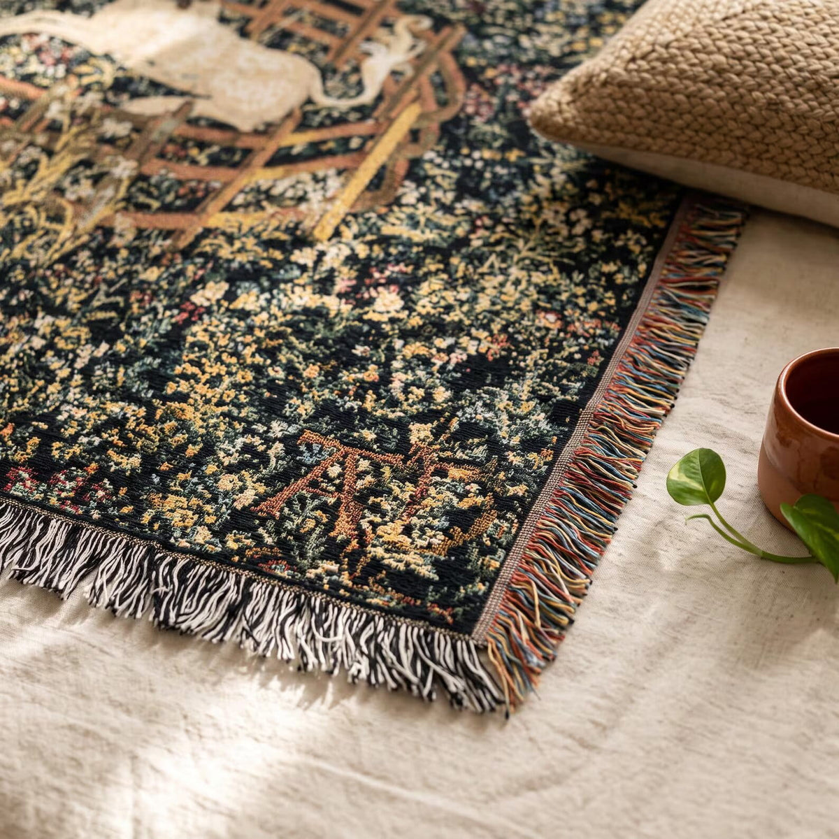 The Unicorn In Captivity Tapestry | Unicorn Hunt Tapestry
