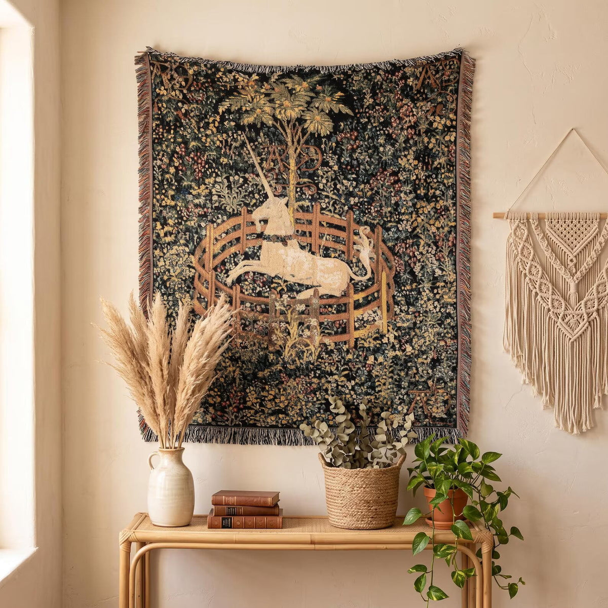 The Unicorn In Captivity Tapestry | Unicorn Hunt Tapestry