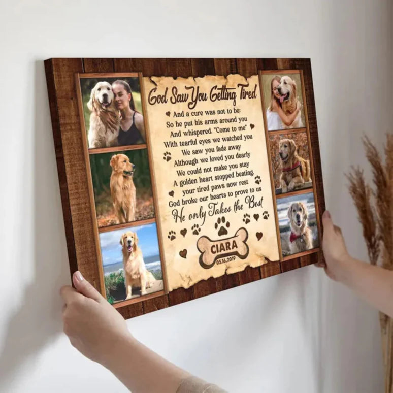 God Saw You Getting Tired | Custom Dog Memorial Canvas | Dog Memorial Gifts