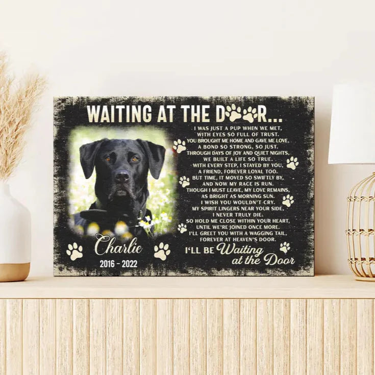 Waiting At The Door Poem | Custom Dog Memorial Canvas | Dog Memorial Gifts