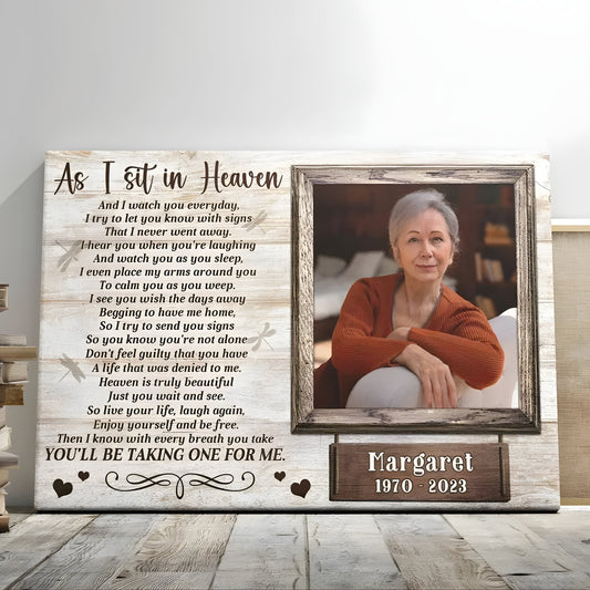 As I Sit In Heaven Poem | Custom Memorial Canvas Print