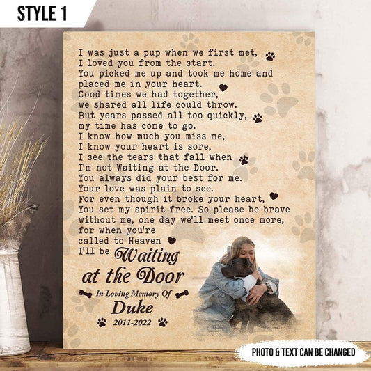 Waiting At The Door Dog Poem | Custom Dog Memorial Canvas Print