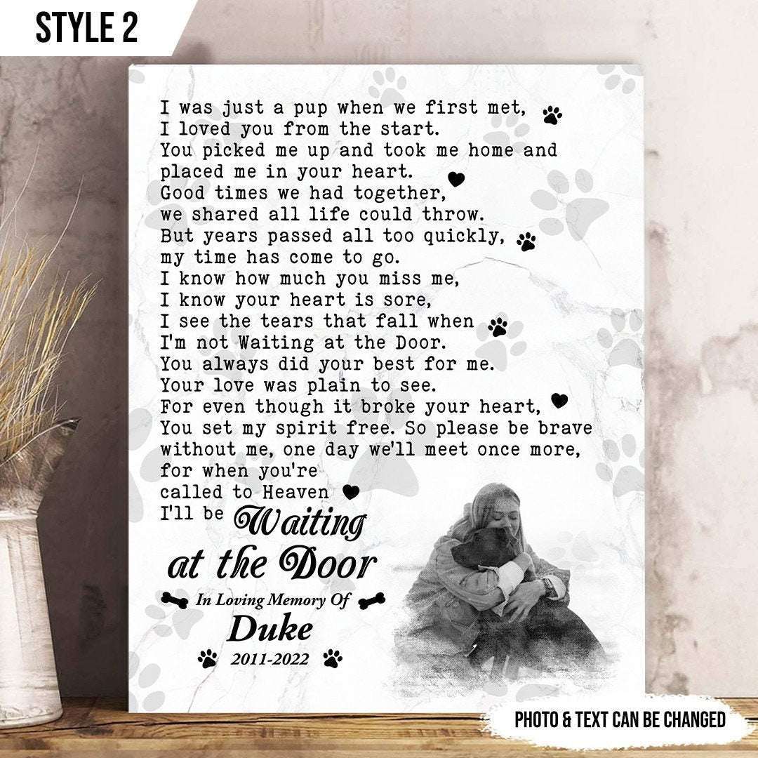 Waiting At The Door Dog Poem | Custom Dog Memorial Canvas Print