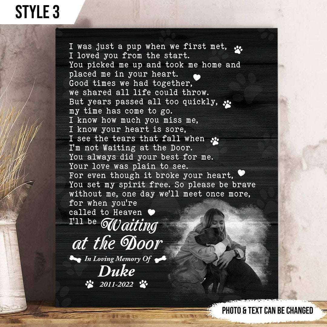 Waiting At The Door Dog Poem | Custom Dog Memorial Canvas Print