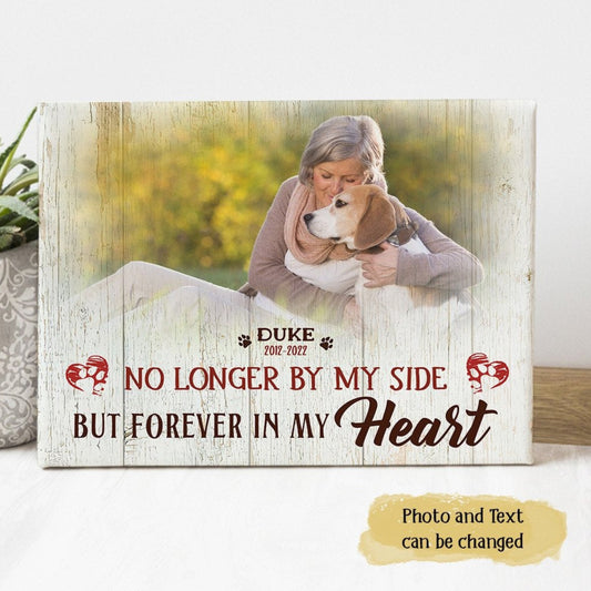 No Longer By My Side But Forever In My Heart Losing Dog Quote | Custom Dog Memorial Canvas Print