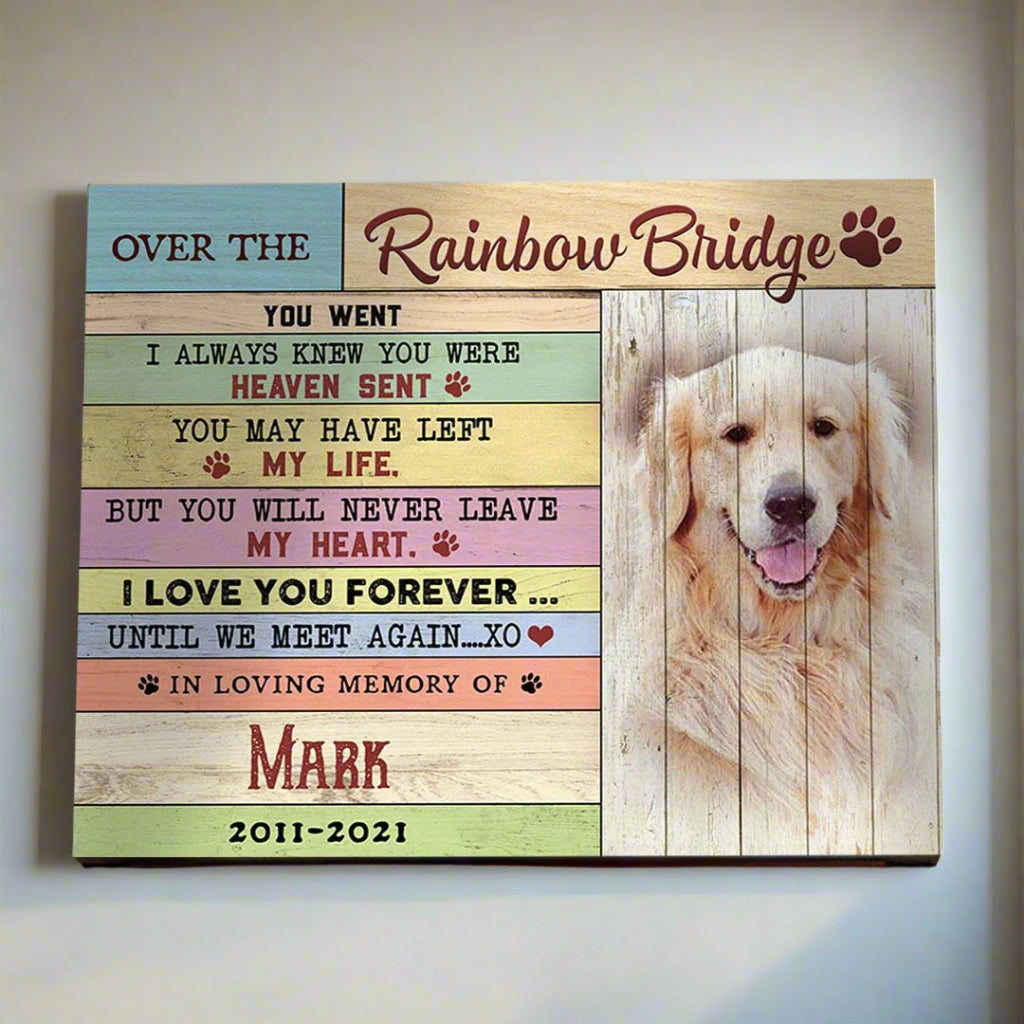 Over The Rainbow Bridge Losing Dog Quote | Custom Dog Memorial Canvas Print