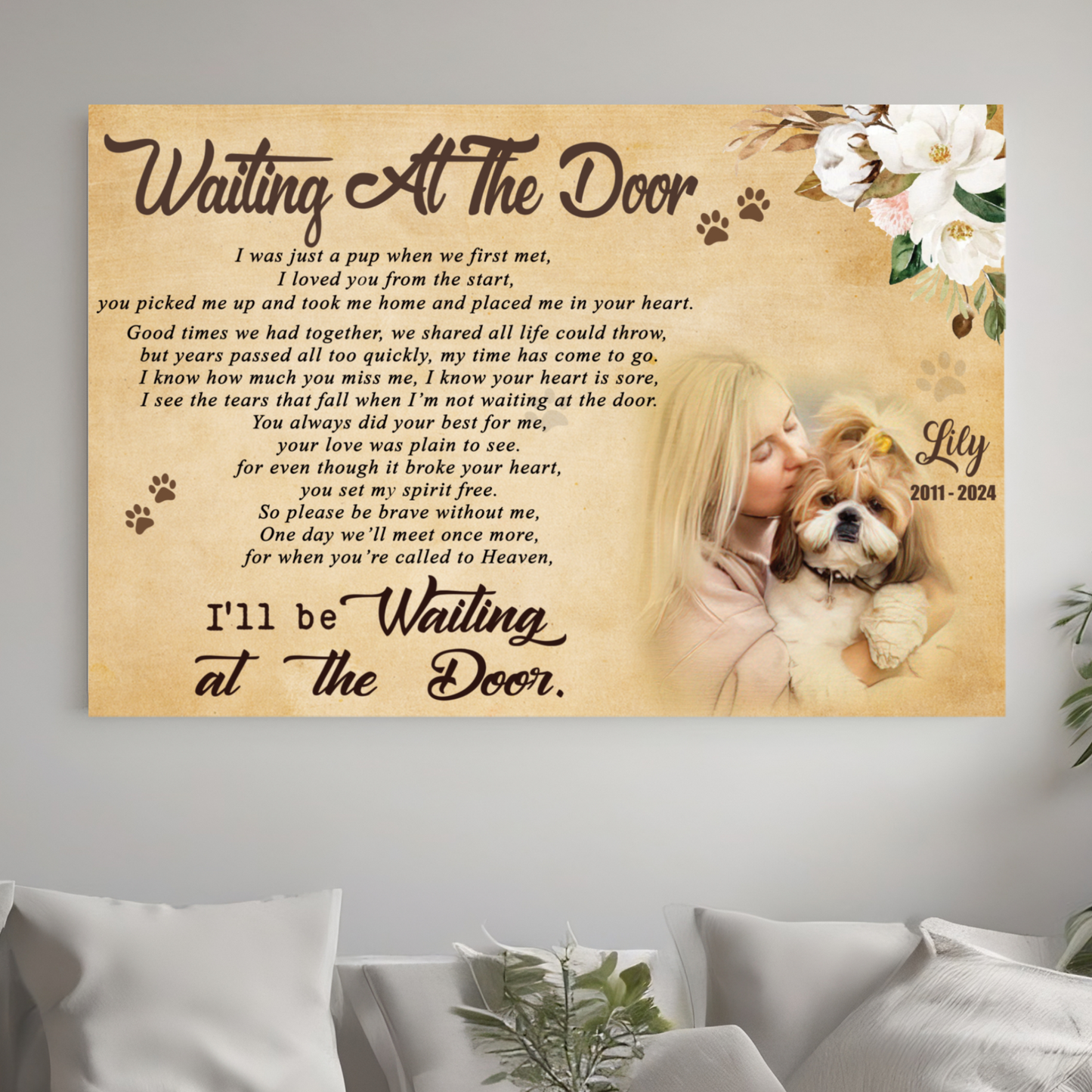 Waiting At The Door Poem | Custom Dog Memorial Canvas | Dog Memorial Gifts