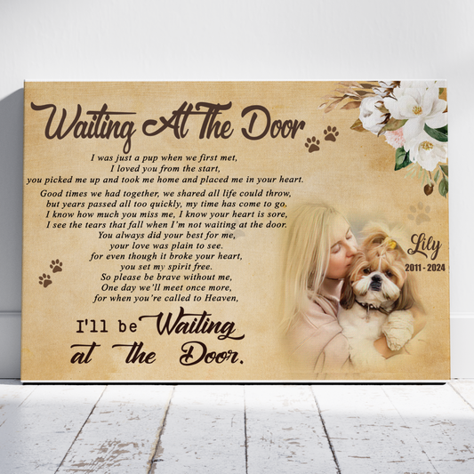 Waiting At The Door Poem | Custom Dog Memorial Canvas | Dog Memorial Gifts